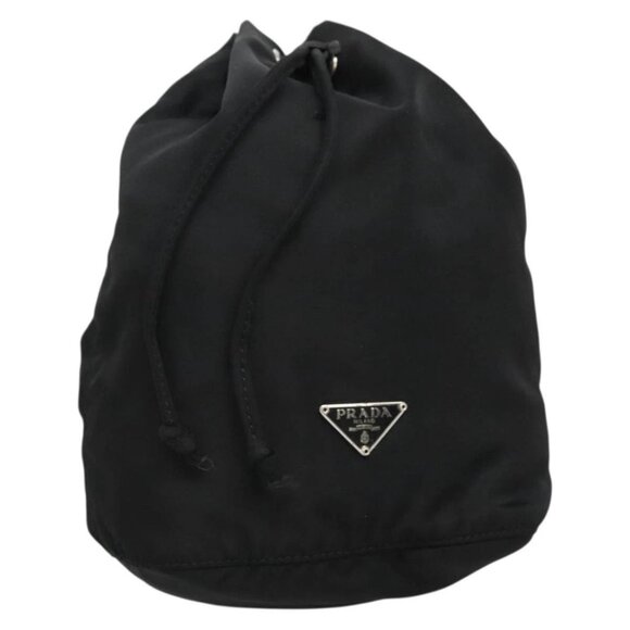 PRADA Pouch Nylon Black Silver Auth 132037 - Picture 1 of 16
